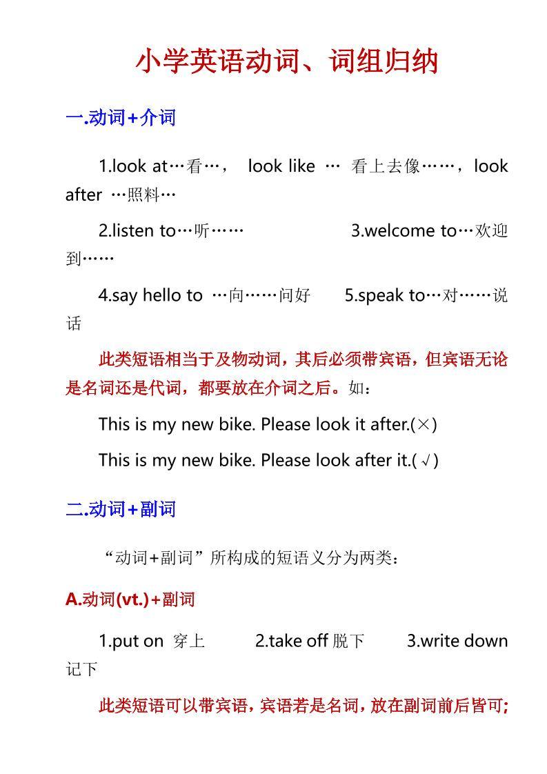 六年级下英语小学动词、词组归纳-新时光资源网