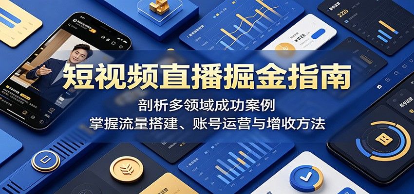 短视频直播掘金指南：剖析多领域成功案例，掌握流量搭建、账号运营与增收方法-新时光资源网