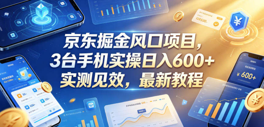京东掘金风口项目,3台手机实操日入600+,实测见效,最新教程【揭秘】-新时光资源网