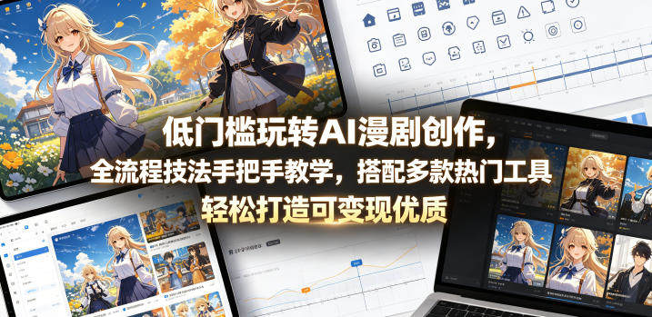低门槛玩转AI漫剧创作,全流程技法手把手教学,搭配多款热门工具,轻松打造可变现优质作品-新时光资源网