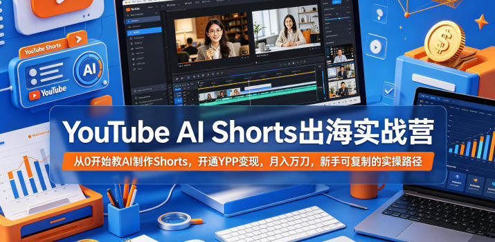 YouTube AI Shorts出海实战营,从0开始教AI制作Shorts,开通YPP变现,月入万刀,新手可复制的实操路径-新时光资源网