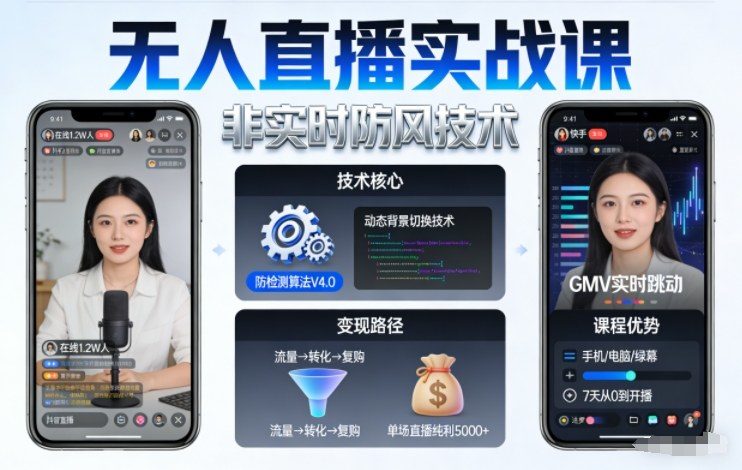 宝子哥无人直播实战课，非实时防风技术，聚焦抖音快手等平台直播带货，轻松开启直播变现之路(更新2026年5月29日)