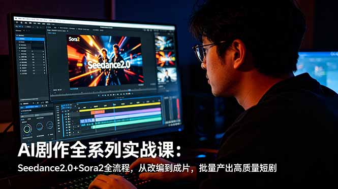 AI剧作全系列实战课:Seedance2.0+Sora2全流程,从改编到成片,批量产出高质量短剧-新时光资源网