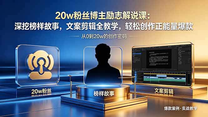 20w粉丝博主励志解说课:深挖榜样故事,文案剪辑全教学,轻松创作正能量爆款-新时光资源网