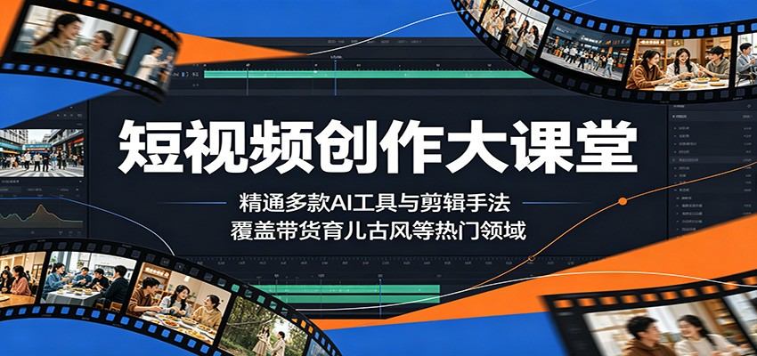 短视频创作大课堂:精通多款AI工具与剪辑手法,覆盖带货、育儿、古风等热门领域-新时光资源网