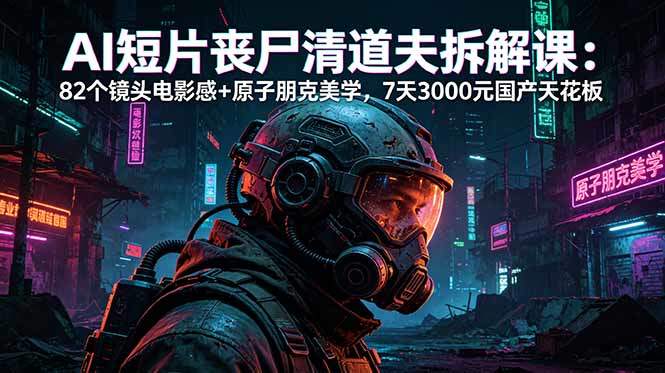 AI短片《丧尸清道夫》拆解课：82个镜头电影感+原子朋克美学，7天3000元国产天花板-新时光资源网
