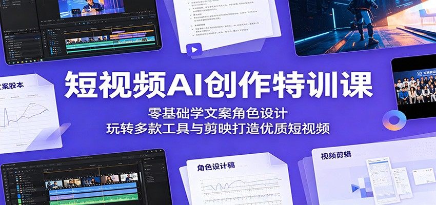 短视频AI创作特训课：零基础学文案角色设计，玩转多款工具与剪映打造优质短视频-新时光资源网