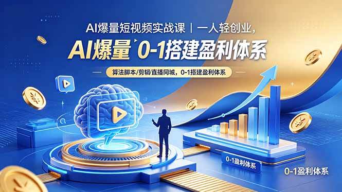 AI爆量短视频实战课｜一人轻创业，算法脚本剪辑直播同城，0-1搭建盈利体系-新时光资源网