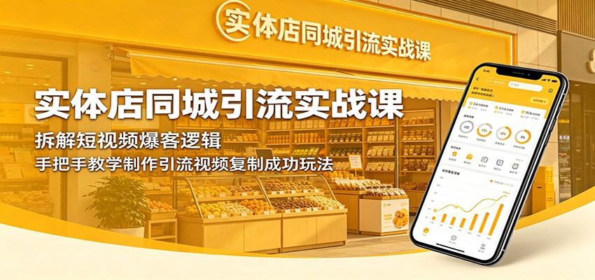 实体店同城引流实战课：拆解短视频爆客逻辑，手把手教学制作引流视频复制成功玩法-新时光资源网