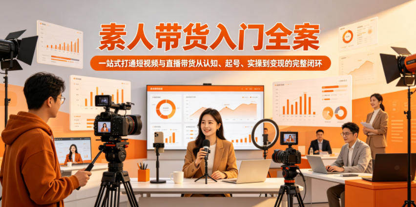 素人带货入门全案，一站式打通短视频与直播带货从认知、起号、实操到变现的完整闭环-新时光资源网