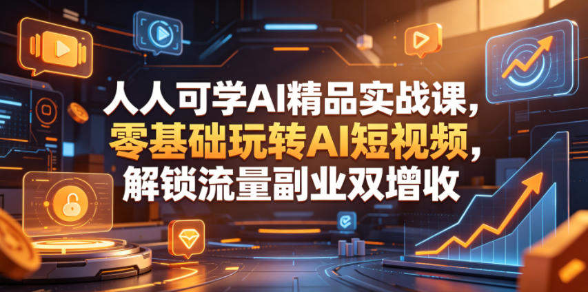 人人可学AI精品实战课，零基础玩转AI短视频，解锁流量副业双增收-新时光资源网