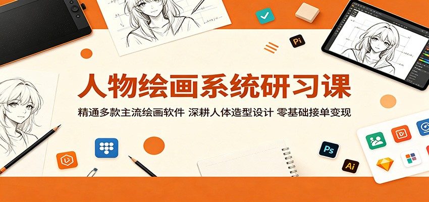人物绘画系统研习课：精通多款主流绘画软件，深耕人体造型设计，零基础接单变现-新时光资源网