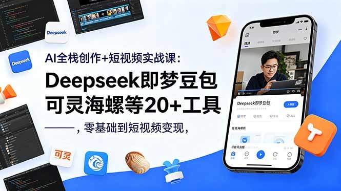 AI全栈创作+短视频实战课:Deepseek即梦豆包可灵海螺等20+工具,零基础到短视频变现-新时光资源网