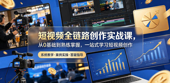 短视频全链路创作实战课，从0基础到熟练掌握，一站式学习短视频创作-新时光资源网
