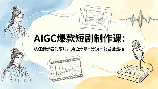 AIGC爆款短剧制作课:从注册部署到成片,角色形象+分镜+配音全流程-新时光资源网