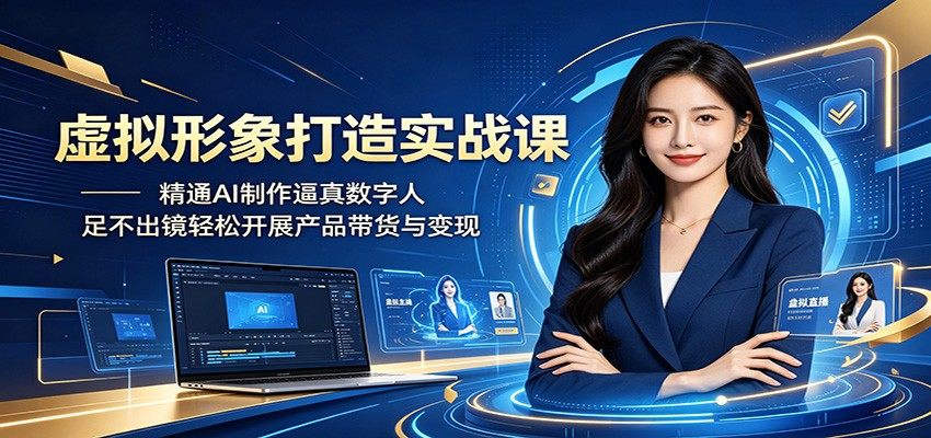 虚拟形象打造实战课：精通AI制作逼真数字人，足不出镜轻松开展产品带货与变现-新时光资源网