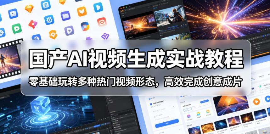国产AI视频生成实战教程,零基础玩转多种热门视频形态,高效完成创意成片-新时光资源网