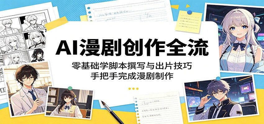 AI漫剧创作全流程：零基础学脚本撰写与出片技巧，手把手完成漫剧制作-新时光资源网