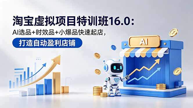 淘宝虚拟项目特训班16.0：AI选品+时效品+小爆品快速起店，打造自动盈利店铺-新时光资源网