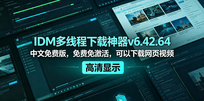IDM多线程下载神器v6.42.64中文免费版，免费免激活，可以下载网页视频(例如飞书文档内的视频)-新时光资源网