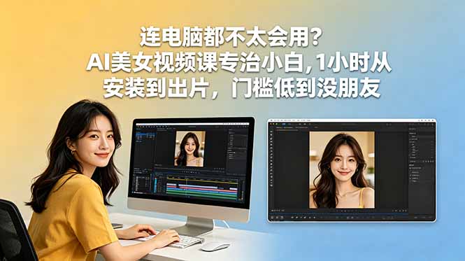 连电脑都不太会用?AI美女视频课专治小白,1小时从安装到出片,门槛低到没朋友-新时光资源网
