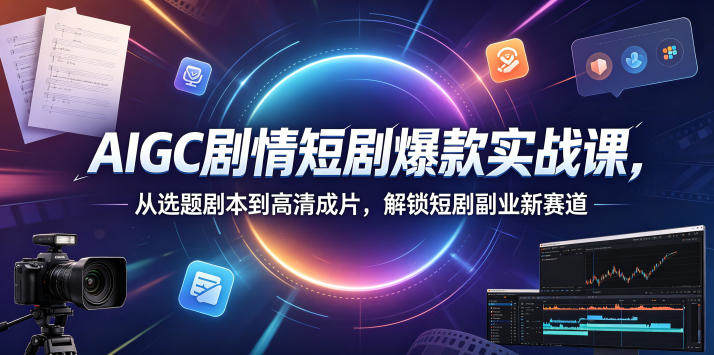 AIGC剧情短剧爆款实战课,从选题剧本到高清成片,解锁短剧副业新赛道-新时光资源网