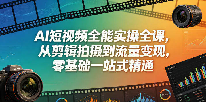 AI短视频全能实操全课,从剪辑拍摄到流量变现,零基础一站式精通-新时光资源网