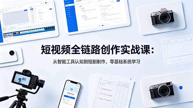 短视频全链路创作实战课：从智能工具认知到短剧制作，零基础系统学习-新时光资源网