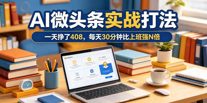 一天挣了408,AI微头条实战打法,每天30分钟比上班强N倍-新时光资源网