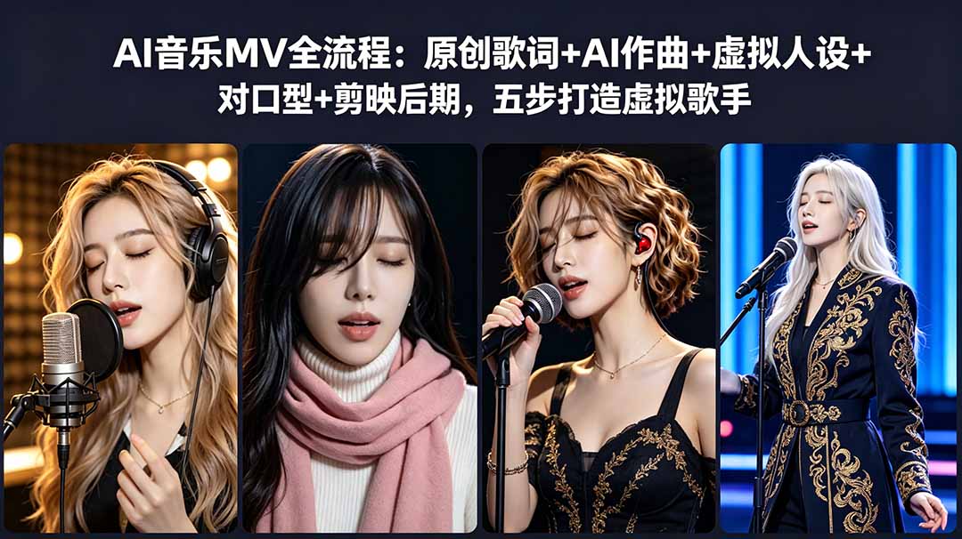 AI音乐MV全流程：原创歌词+AI作曲+虚拟人设+对口型+剪映后期，五步打造虚拟歌手-新时光资源网
