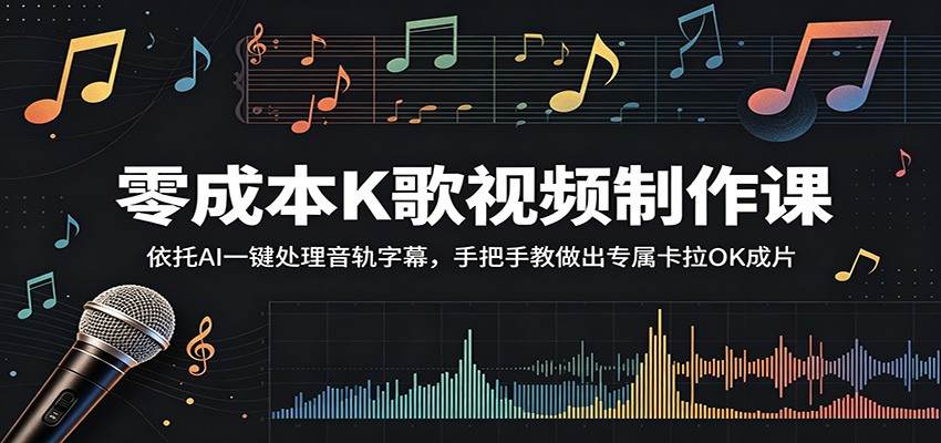 零成本K歌视频制作课：依托AI一键处理音轨字幕，手把手教做出专属卡拉OK成片-新时光资源网
