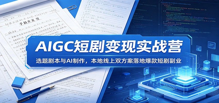 AIGC短剧变现实战营：选题剧本与AI制作，本地线上双方案落地爆款短剧副业-新时光资源网
