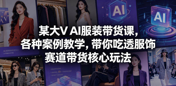 某大V AI服装带货课，各种案例教学，带你吃透服饰赛道带货核心玩法-新时光资源网