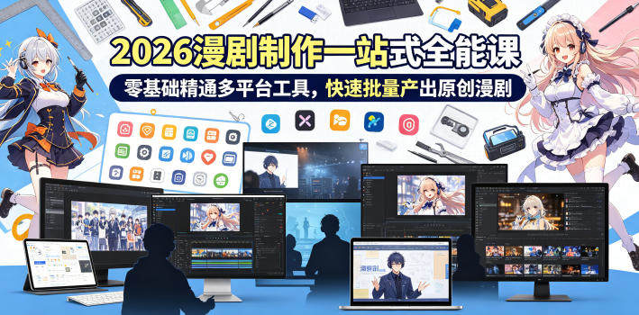2026 AI漫剧制作一站式全能课，零基础精通多平台工具，快速批量产出原创漫剧-新时光资源网