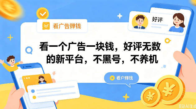 看一个广告一块钱，好评无数的新平台，不黑号，不养机，一撸几十块钱还是不错的【揭秘】-新时光资源网