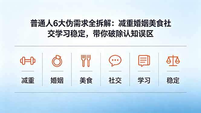 付费文章:普通人6大伪需求全拆解:减重婚姻美食社交学习稳定,带你破除认知误区-新时光资源网