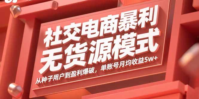 社交电商暴利无货源模式：从种子用户到盈利爆破，单账号月均收益5w+-新时光资源网