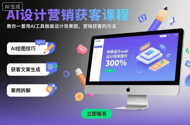 AI设计营销获客课程，教你一套用AI工具做画设计效果图，营销获客的方法-新时光资源网