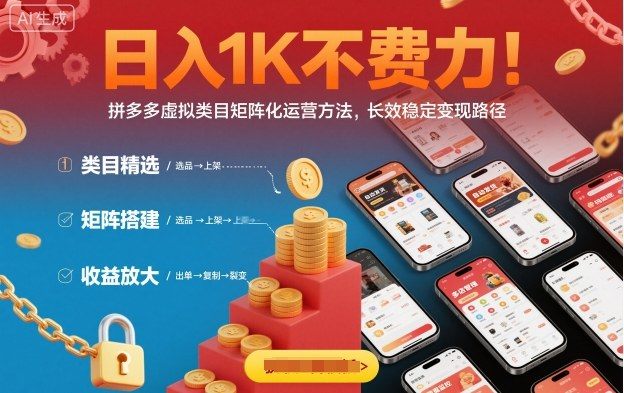 日入1K不费力！拼多多虚拟类目矩阵化运营方法，长效稳定变现路径-新时光资源网