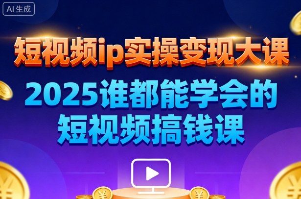 短视频ip实操变现大课,7月26-27日广州站线下课,2025谁都能学会的短视频搞钱课-新时光资源网