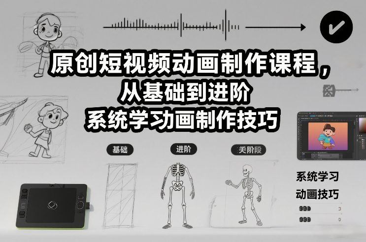 原创短视频动画制作课程，从基础到进阶，系统学习动画制作技巧-新时光资源网