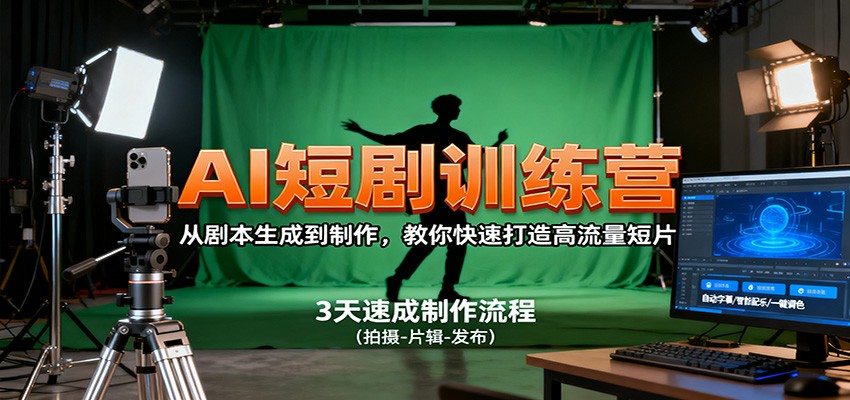 AI短剧训练营，从剧本生成到制作，教你快速打造高流量短片-新时光资源网