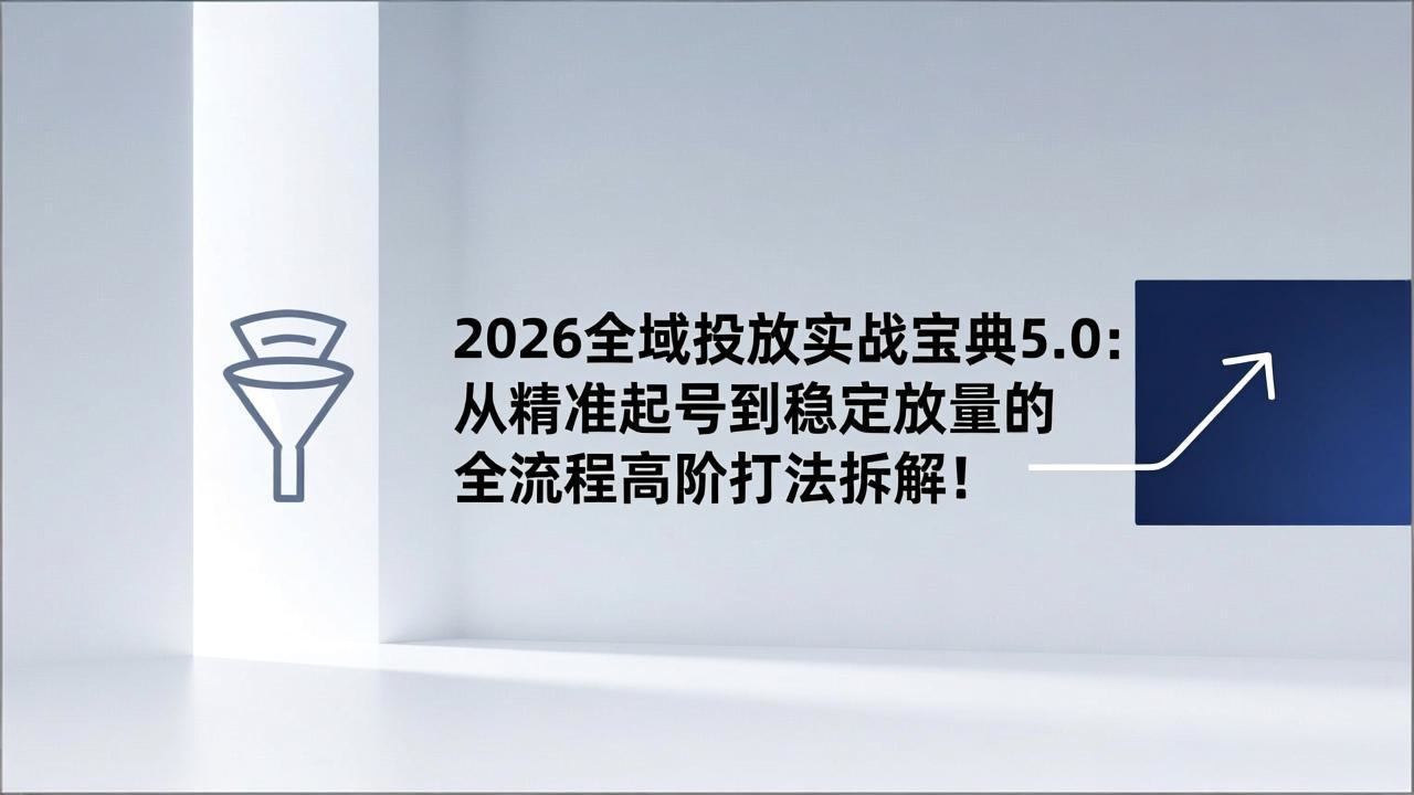 2026全域投放实战宝典5.0：从精准起号到稳定放量的全流程高阶打法拆解！-新时光资源网
