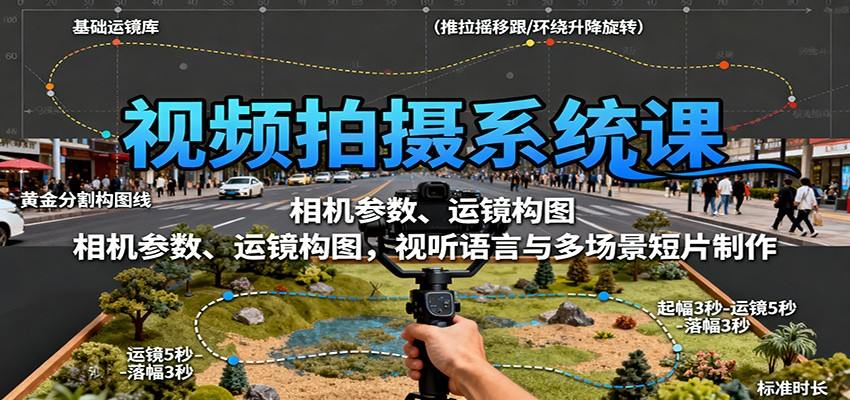 视频拍摄系统课：相机参数、运镜构图，视听语言与多场景短片制作-新时光资源网