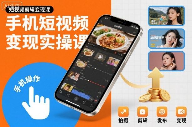 手机短视频变现实操课，短视频剪辑变现课-新时光资源网