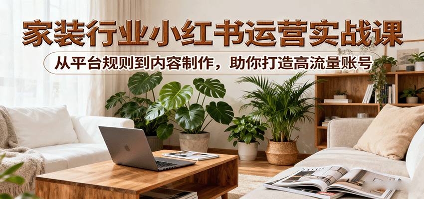小红书家装行业运营实战课：从平台规则到内容制作，助你打造高流量账号-新时光资源网