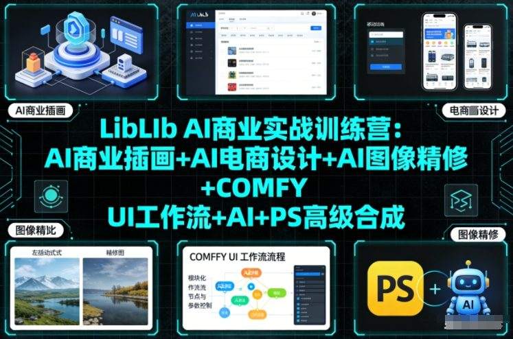 LibLIb AI商业实战训练营：AI商业插画+AI电商设计+AI图像精修+COMFY UI工作流+AI+PS高级合成-新时光资源网