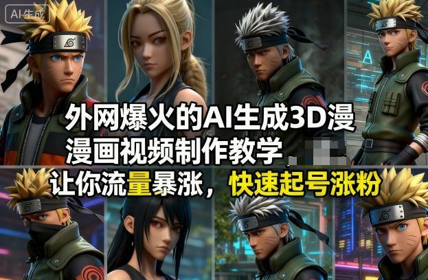 外网爆火的AI生成3D漫画视频制作教学，让你流量暴涨，快速起号涨粉！-新时光资源网