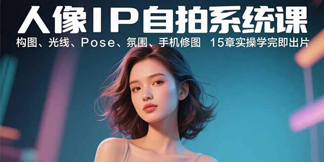 人像IP自拍系统课：构图、光线、Pose、氛围、手机修图 15章实操学完即出片-新时光资源网