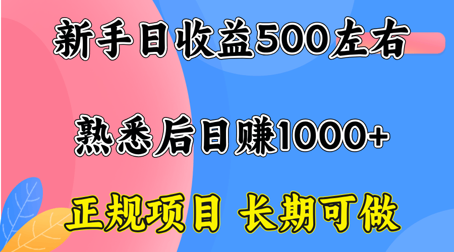 一台电脑，前期日收益300-500，熟练后日入1000左右-新时光资源网